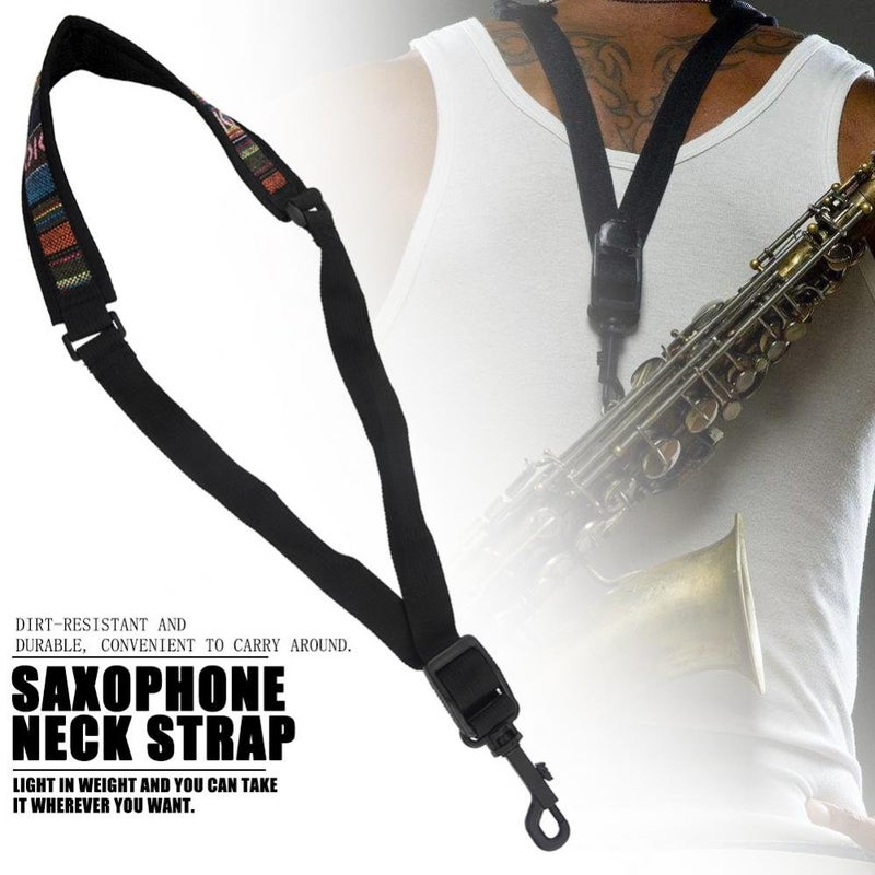 Dilwe Saxophone Strap, Adjustable Single Shoulder Sax Strap Portable Cotton Neck Sax Strap(Folk Style) - Image 2